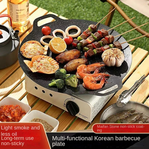 Cast iron Korean BBQ grill pan - 30cm stovetop griddle