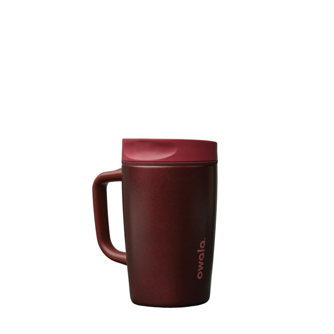 Owala SmoothSip Slider Stainless Steel Insulated Travel Mug with handle, 100% Leak Proof, For Hot and Cold Drinks, Travel Friendly with Sliding Lock Lid, 24 oz, BPA Free, Leak Proof, Cozy Cocoa