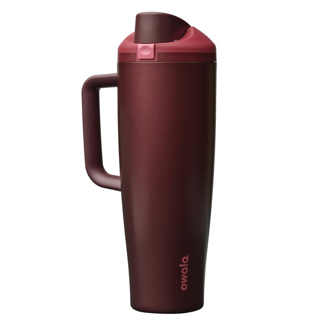 Owala FreeSip Tumbler Insulated Stainless Steel Water Bottle with Built-in Straw and Side Handle, For Travel, Work, School, and Sports, 40oz, BPA Free, Leak Proof, Foggy Tide