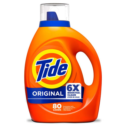 Tide Laundry Detergent Liquid, Original Scent, 64 Loads, 80 FL OZ, Works on 100% of Common Stains, Laundry Soap, Liquid Laundry Detergent