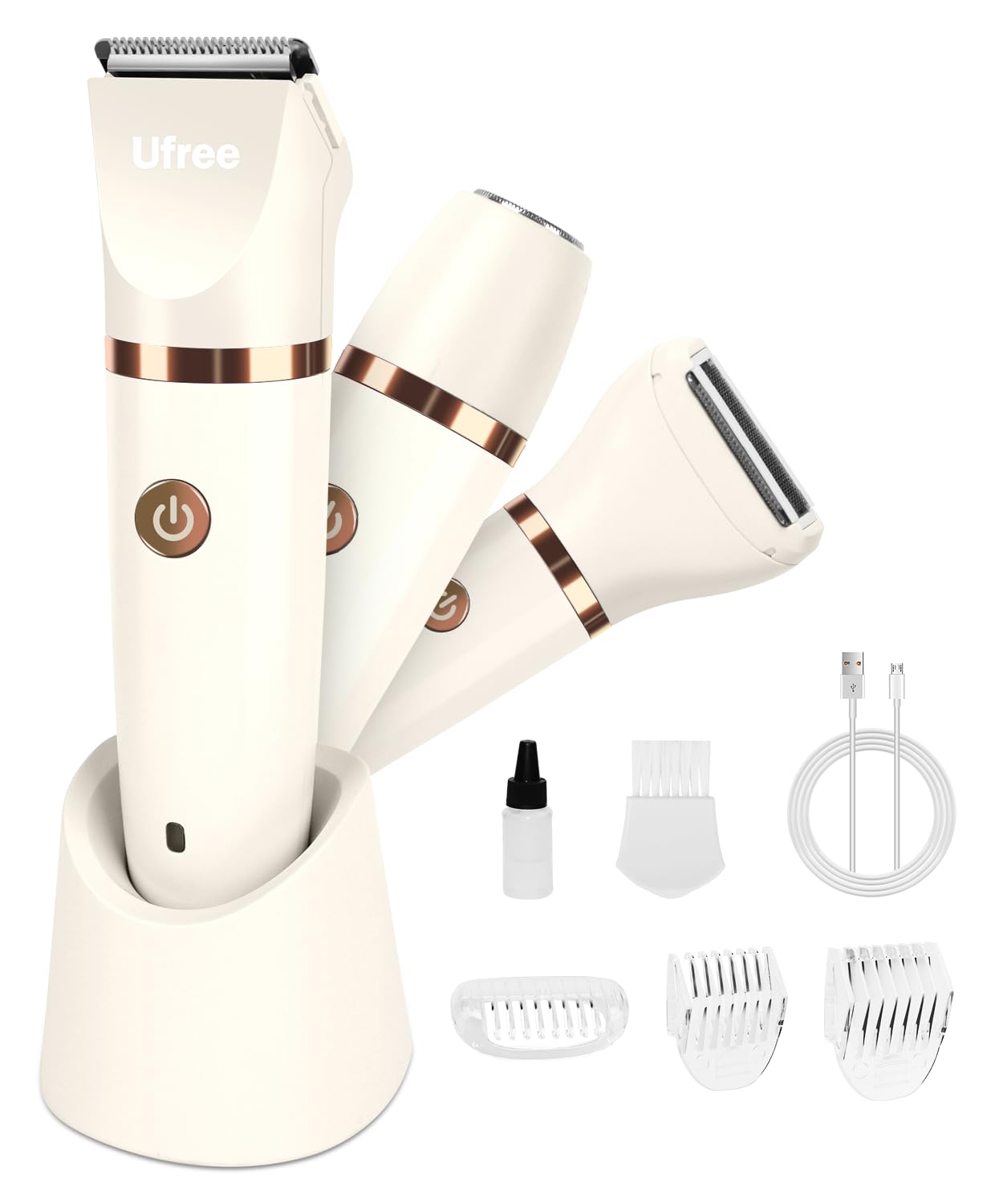 Ufree Bikini Trimmer Electric Razors for Women, Rechargeable Pubic Body Hair Trimmer Electric Shaver for Legs Body Hair, Bikini Shaver IPX7 Waterproof, Gifts for Women, Purple