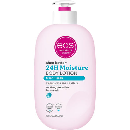 eos Shea Better Body Lotion Vanilla Cashmere, 24-Hour Moisture Skin Care, Lightweight & Non-Greasy, Natural Shea, Vegan, Vanilla Body Lotion, 16 fl oz