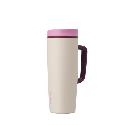 Owala SmoothSip Slider Stainless Steel Insulated Travel Mug with handle, 100% Leak Proof, For Hot and Cold Drinks, Travel Friendly with Sliding Lock Lid, 24 oz, BPA Free, Leak Proof, Cozy Cocoa