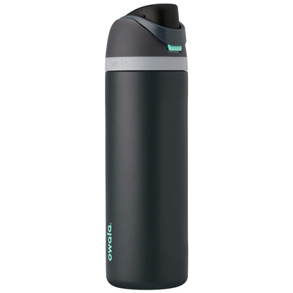 Owala FreeSip Insulated Stainless Steel Water Bottle with Straw, BPA-Free Sports Water Bottle, Great for Travel, 24 Oz, Very, Very Dark | Insulated, with Straw, for Sports, Travel, and School, BPA-Free