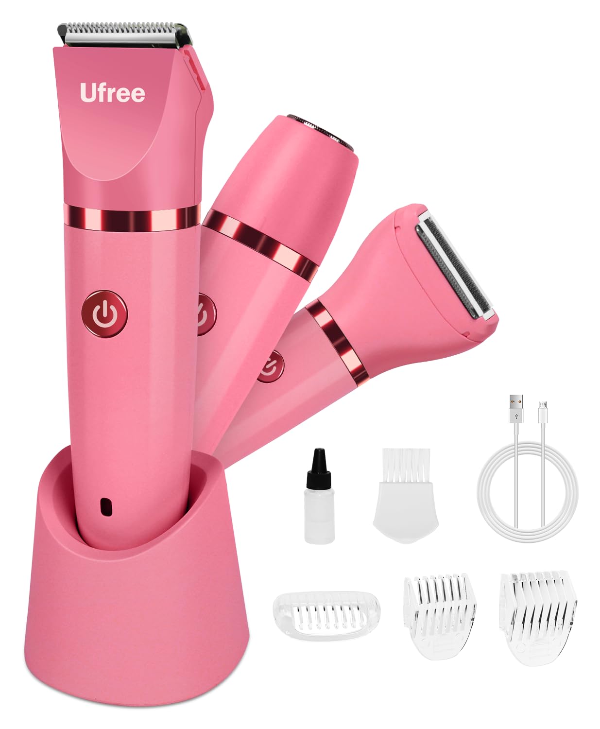 Ufree Bikini Trimmer Electric Razors for Women, Rechargeable Pubic Body Hair Trimmer Electric Shaver for Legs Body Hair, Bikini Shaver IPX7 Waterproof, Gifts for Women, Purple
