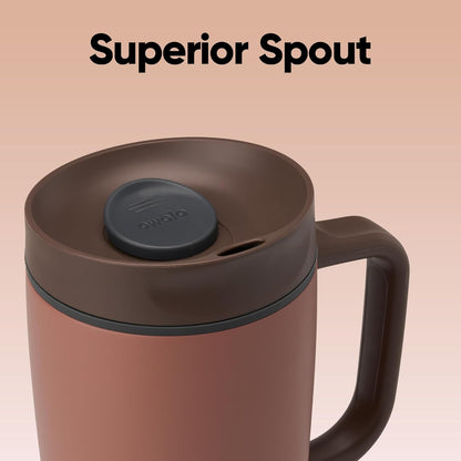 Owala SmoothSip Slider Stainless Steel Insulated Travel Mug with handle, 100% Leak Proof, For Hot and Cold Drinks, Travel Friendly with Sliding Lock Lid, 24 oz, BPA Free, Leak Proof, Cozy Cocoa