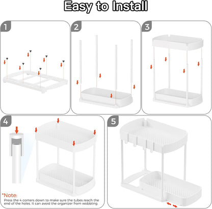 2 Pack Multi-Purpose Pull-Out Storage Organizers, Under Sink & Cabinet Storage, 12.8 Inch, White