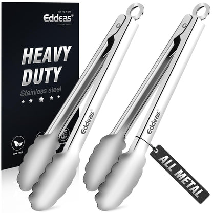 Tongs For Cooking - Heat Resistant 600 Degrees Stainless Steel Kitchen Tong,Heavy Duty Metal Locking Tongs - Perfect for Food,Salad and BBQ set of 3 (7",9" and 12") Dishwasher
