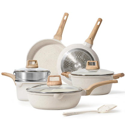 CAROTE 44pcs Pots and Pan Set Nonstick, Cookware Sets, Cooking Set Non Stick, Induction Cook Ware with Bakeware Set, Kitchen Knife Set