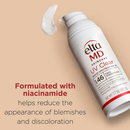 EltaMD UV Clear Face Sunscreen SPF 46, Oil-Free Sunscreen with Zinc Oxide, Dermatologist Recommended