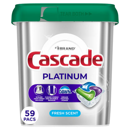 Cascade Platinum Dishwasher Pods, Dishwasher Detergent, Dish Detergent Soap, Fresh, 71 count