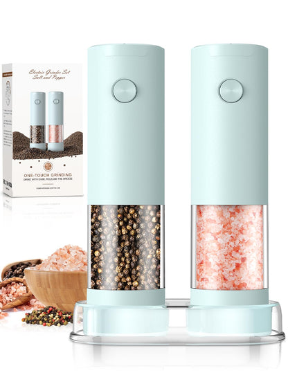 Electric Salt and Pepper Grinder Set Automatic Battery Pepper Mill Shakers Adjustable Coarseness Upgraded Larger Capacity with Led Home and Kitchen Appliances Birthday Gifts for Women Mom
