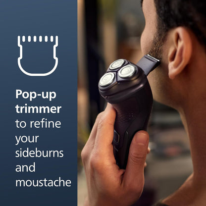 Philips Norelco Shaver 2400 Series, Wet and Dry Electric Shaver, Pop-up Trimmer, P-Cap, Deep Black, Model X3001/90