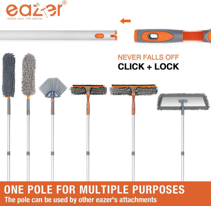 Eazer Squeegee Window Cleaner Tool, 2 in 1 Rotatable Window Cleaning Squeegee Kit with Extension Pole, 62'' Window Washing Kit, Bendable Head for Car Glass - 2 Scraper