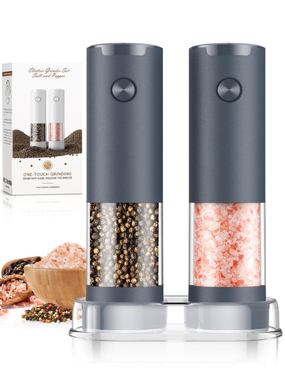 Electric Salt and Pepper Grinder Set Automatic Battery Pepper Mill Shakers Adjustable Coarseness Upgraded Larger Capacity with Led Home and Kitchen Appliances Birthday Gifts for Women Mom
