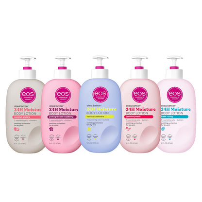 eos Shea Better Body Lotion Vanilla Cashmere, 24-Hour Moisture Skin Care, Lightweight & Non-Greasy, Natural Shea, Vegan, Vanilla Body Lotion, 16 fl oz