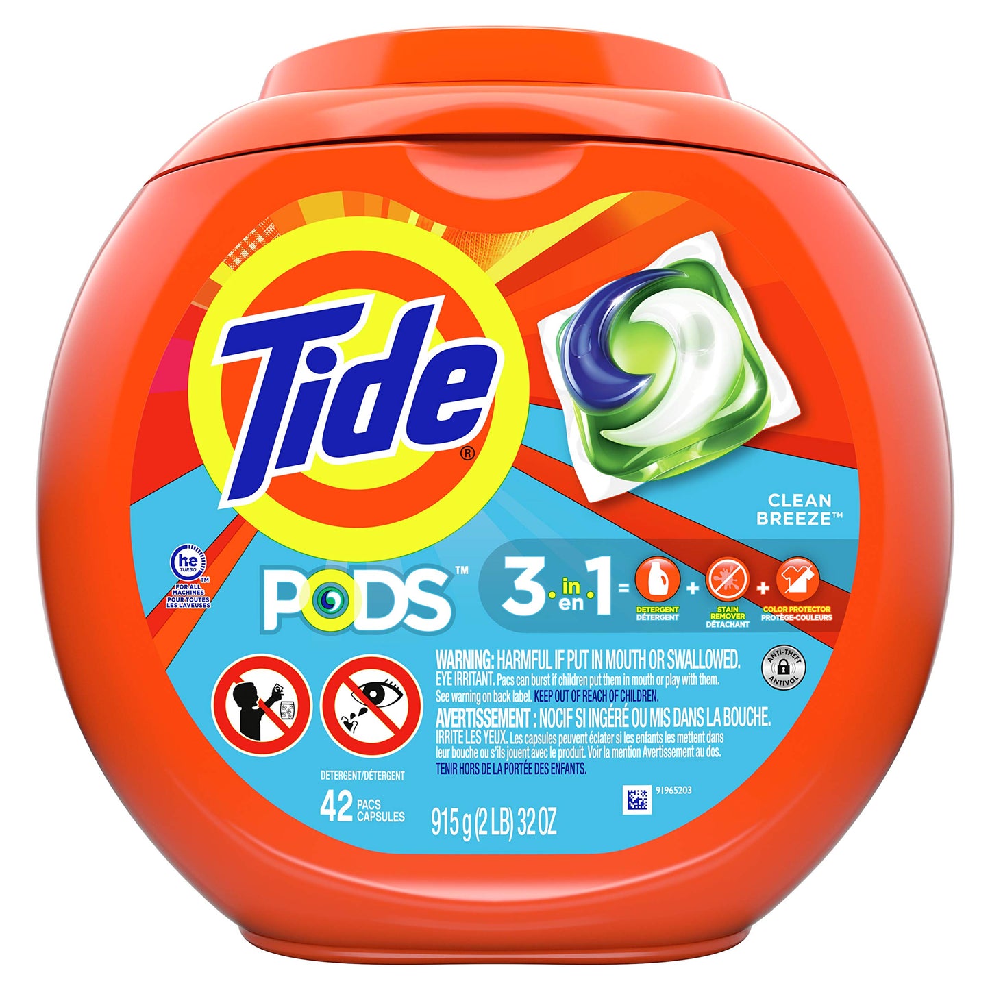 Tide PODS laundry detergent pacs, 3-in-1 Stain Remover, Odor Fighter, Color Protector, 112 Count, HE compatible, Spring Meadow Scent