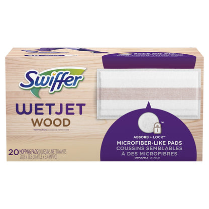 Swiffer WetJet Hardwood Floor Cleaner Spray Mop Pad Refill, Bathroom Cleaning Supplies, Hardwood Floor Cleaner, Multi Surface, 24 Count