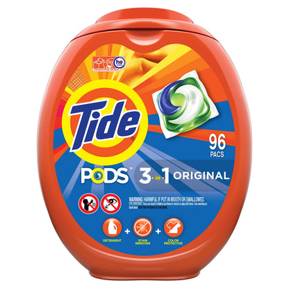Tide PODS laundry detergent pacs, 3-in-1 Stain Remover, Odor Fighter, Color Protector, 112 Count, HE compatible, Spring Meadow Scent