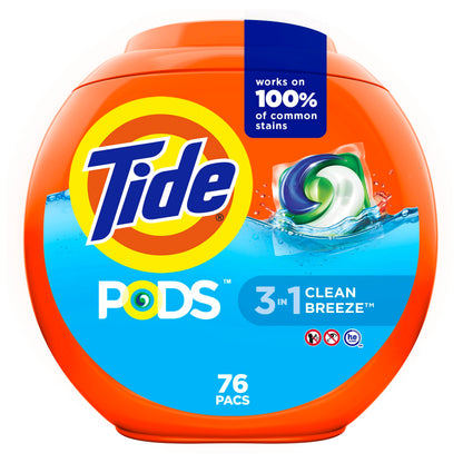 Tide PODS laundry detergent pacs, 3-in-1 Stain Remover, Odor Fighter, Color Protector, 112 Count, HE compatible, Spring Meadow Scent