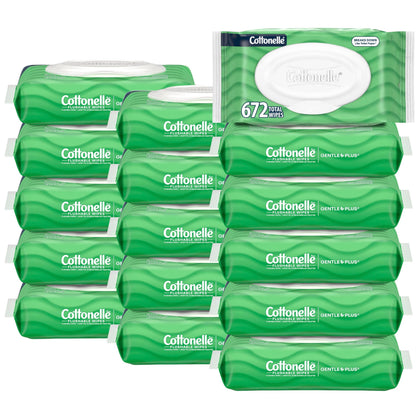 Cottonelle Fresh Feel Flushable Wet Wipes, Adult Wet Wipes, 8 Flip-Top Packs, 42 Wipes Per Pack (336 Total Wipes), Packaging May Vary