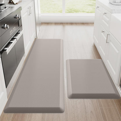 StepRite Kitchen Mats, 2PCS Kitchen Rugs, Cushioned Anti Fatigue Kitchen Mats for Floor, Non-Slip Standing Desk Mat, Waterproof Kitchen Rug Set for Kitchen, Floor, Office, 17.3"x30"+17.3"x47", Black