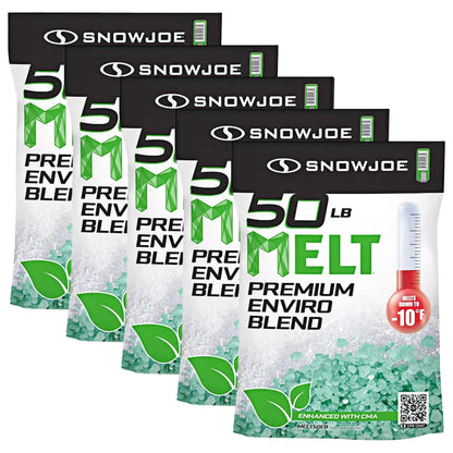 Snow Joe 2 Pack Premium Enviro Blend Snow & Ice Melt, Green-Coated Deicer Crystals, 50 lb - Safer Melter for Vegetation, Concrete & Metals