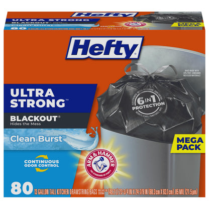 Hefty Ultra Strong Tall Kitchen Trash Bags, Lavender & Sweet Vanilla Scent, 13 Gallon, 80 Count