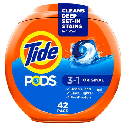 Tide PODS laundry detergent pacs, 3-in-1 Stain Remover, Odor Fighter, Color Protector, 112 Count, HE compatible, Spring Meadow Scent