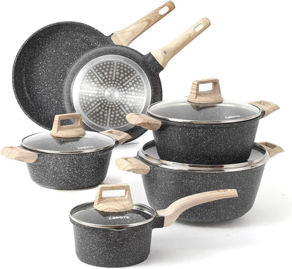 CAROTE 44pcs Pots and Pan Set Nonstick, Cookware Sets, Cooking Set Non Stick, Induction Cook Ware with Bakeware Set, Kitchen Knife Set