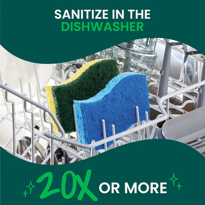 Scotch-Brite Heavy Duty Scrub Sponge, 6 Kitchen Sponges Designed for Tough Messes in the Kitchen that Last 3X Longer*, Best for Cast Iron Skillets and Outdoor Grills, Flexible, Durable, and Strong