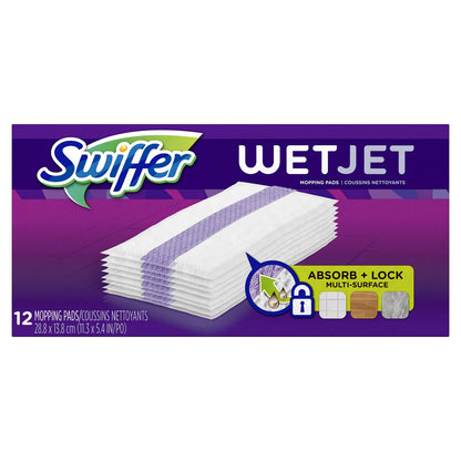 Swiffer WetJet Hardwood Floor Cleaner Spray Mop Pad Refill, Bathroom Cleaning Supplies, Hardwood Floor Cleaner, Multi Surface, 24 Count