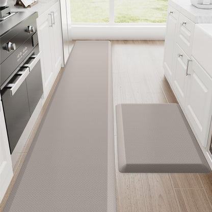 StepRite Kitchen Mats, 2PCS Kitchen Rugs, Cushioned Anti Fatigue Kitchen Mats for Floor, Non-Slip Standing Desk Mat, Waterproof Kitchen Rug Set for Kitchen, Floor, Office, 17.3"x30"+17.3"x47", Black