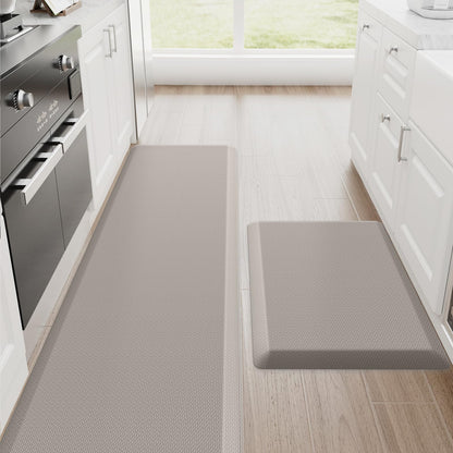 StepRite Kitchen Mats, 2PCS Kitchen Rugs, Cushioned Anti Fatigue Kitchen Mats for Floor, Non-Slip Standing Desk Mat, Waterproof Kitchen Rug Set for Kitchen, Floor, Office, 17.3"x30"+17.3"x47", Black